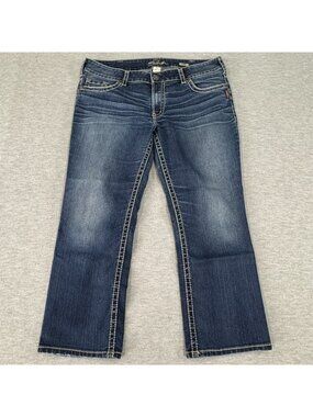 Silver Jeans Co. Suki Capri Jeans Womens W36 Curvy Fit Dark Wash Denim Mid Rise